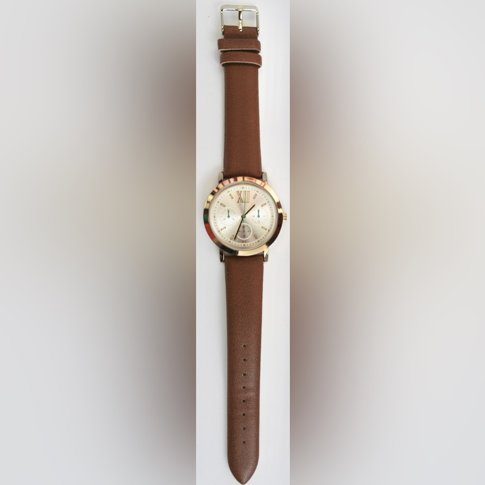 NEW Women’s Analog 36mm Gold Watch with Brown Band